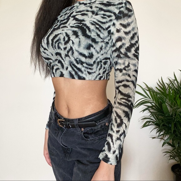 Animal Print Crop Top with Cut Outs - Picture 3 of 4